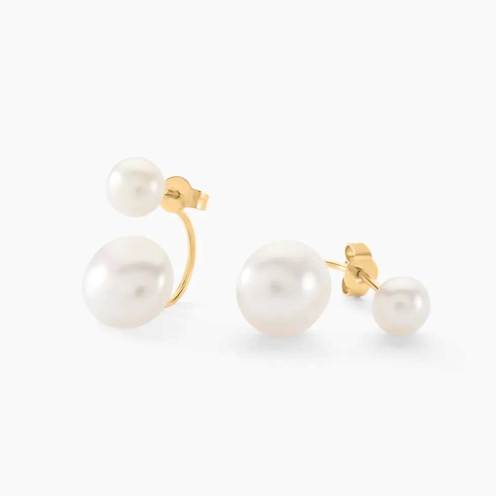 Bijoux D'oreilles Metisse Or Jaune Perle De Culture
