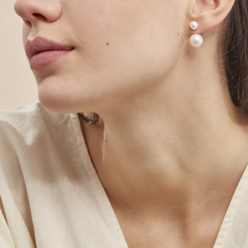 Bijoux D'oreilles Metisse Or Jaune Perle De Culture