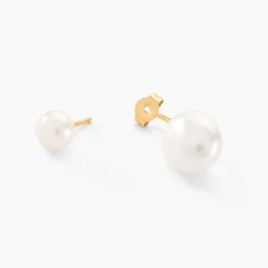 Bijoux D'oreilles Metisse Or Jaune Perle De Culture