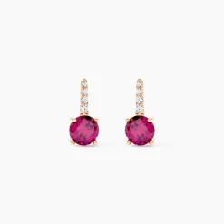 Bijoux D'oreilles Monroe Or Rose Rhodolite Oxyde De Zirconium