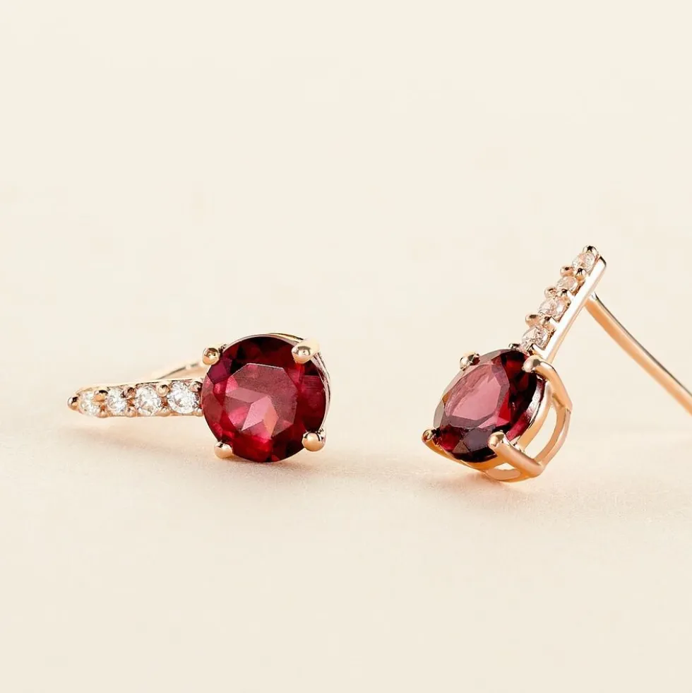 Bijoux D'oreilles Monroe Or Rose Rhodolite Oxyde De Zirconium