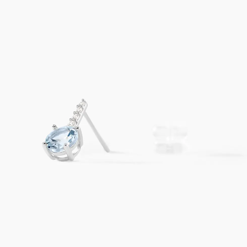 Bijoux D'oreilles Monroe Or Blanc Topaze Oxyde De Zirconium