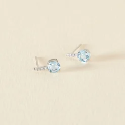 Bijoux D'oreilles Monroe Or Blanc Topaze Oxyde De Zirconium