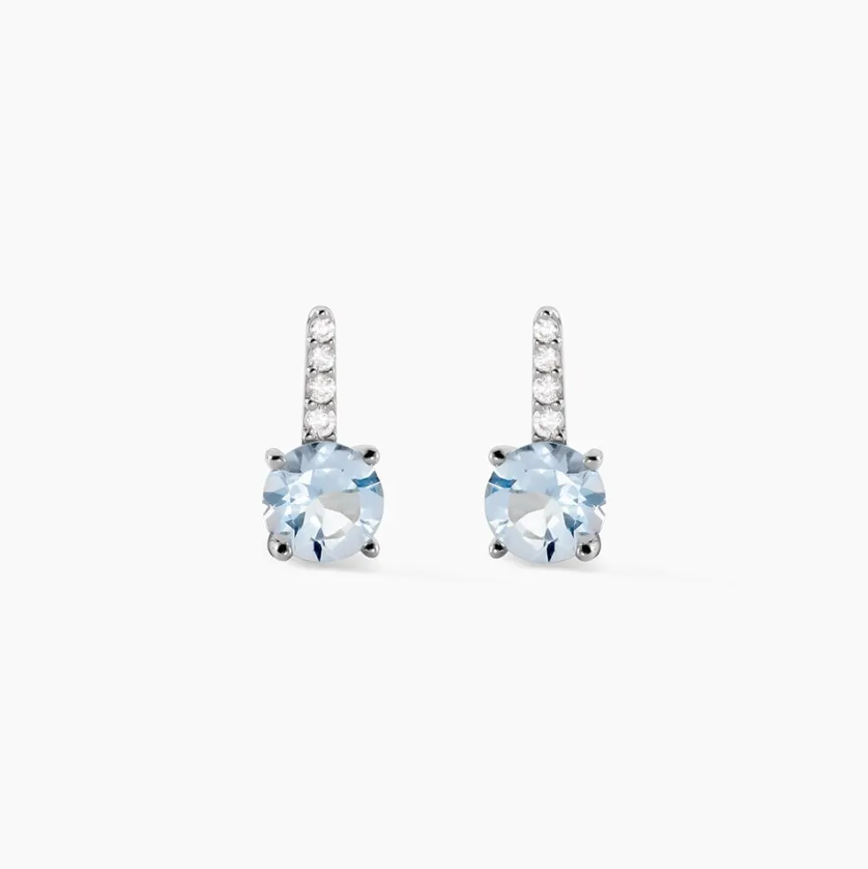 Bijoux D'oreilles Monroe Or Blanc Topaze Oxyde De Zirconium