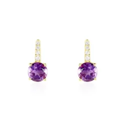 Bijoux D'oreilles Monroe Or Jaune Améthyste Oxyde De Zirconium