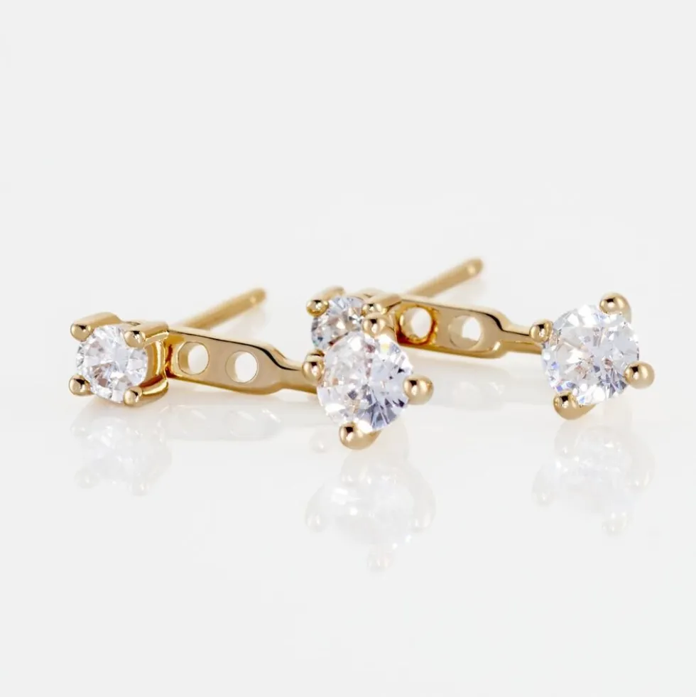 Bijoux D'oreilles Plaqué Or Dedale Oxydes De Zirconium