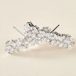 Bijoux D'oreilles Argent Blanc Precieux Flocon Oxyde De Zirconium
