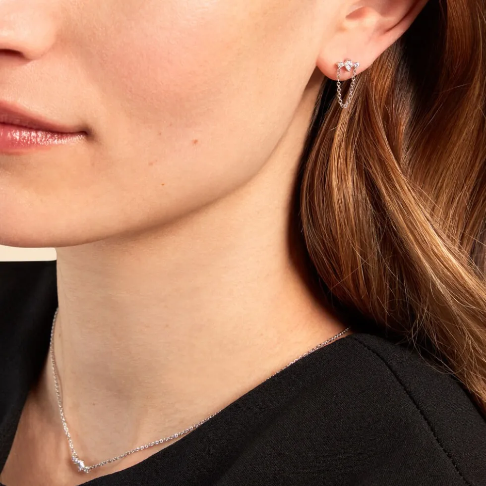 Bijoux D'oreilles Desert Argent Blanc Oxyde De Zirconium