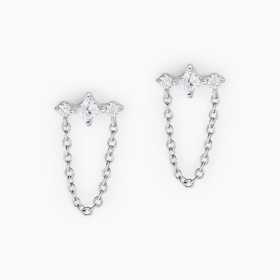 Bijoux D'oreilles Desert Argent Blanc Oxyde De Zirconium