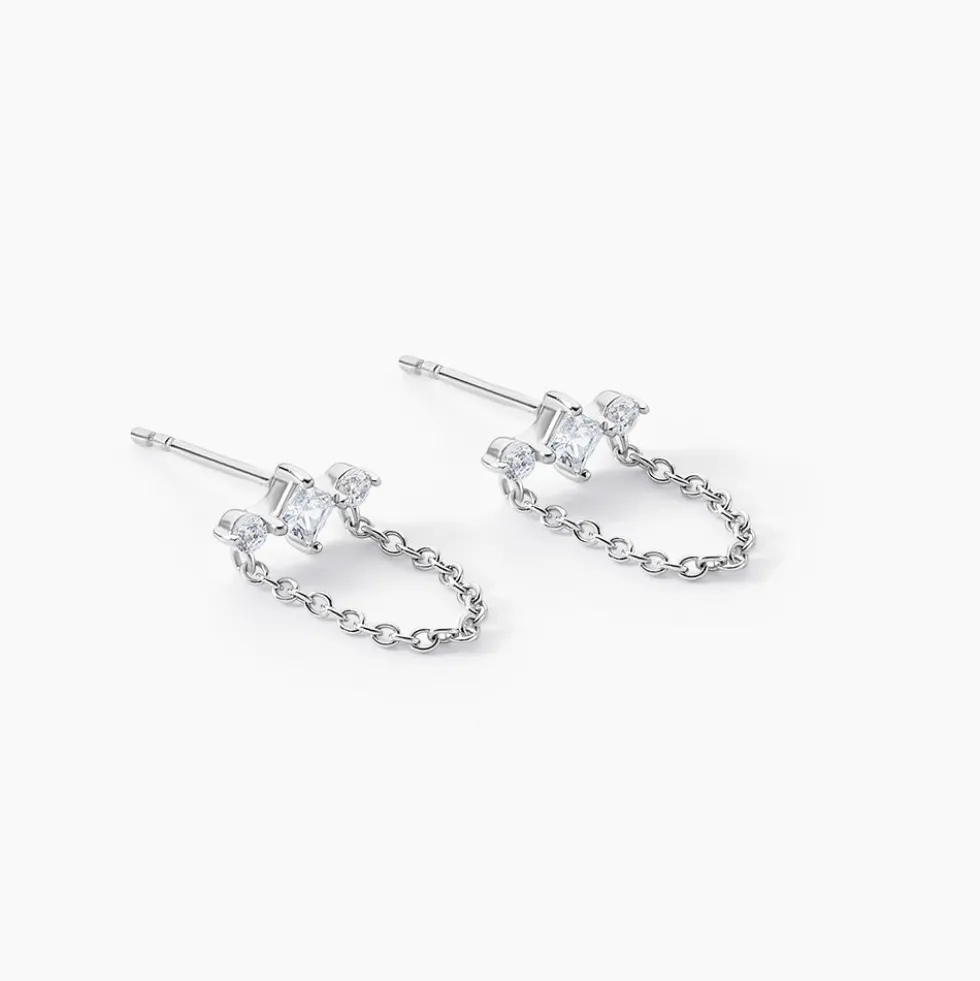 Bijoux D'oreilles Desert Argent Blanc Oxyde De Zirconium