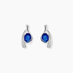 Bijoux D'oreilles Emotion Or Blanc Saphir Diamant
