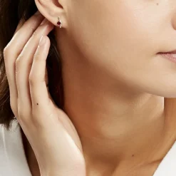 Bijoux D'oreilles Emotion Or Jaune Rubis Diamant