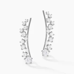 Bijoux D¿oreilles Grimpants Enza Argent Blanc Oxyde De Zirconium