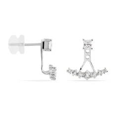 Bijoux D'oreilles Kyoto Or Blanc Oxyde De Zirconium