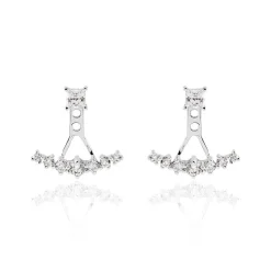 Bijoux D'oreilles Kyoto Or Blanc Oxyde De Zirconium
