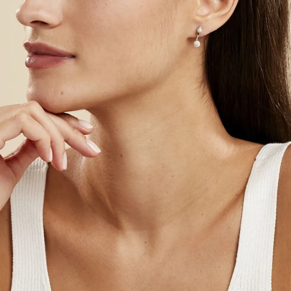Bijoux D'oreilles Rosely Argent Blanc
