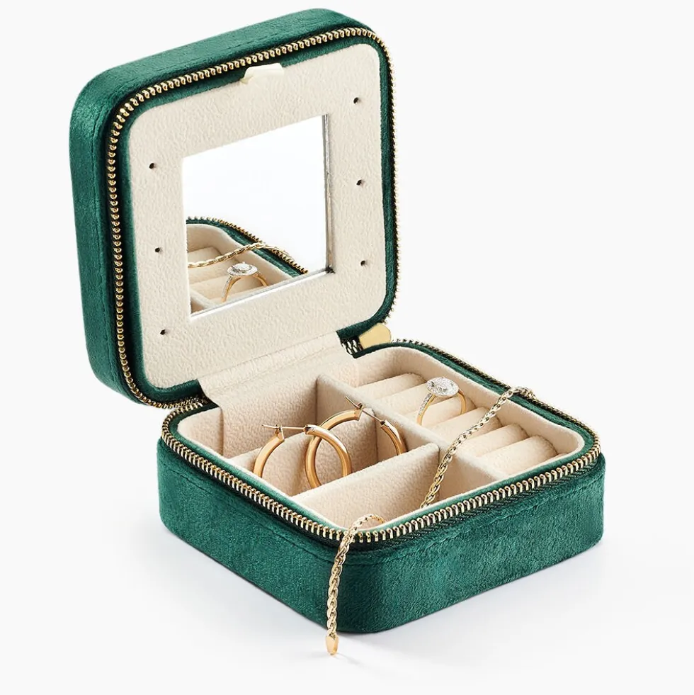 Boite à Bijou Tissu Vert