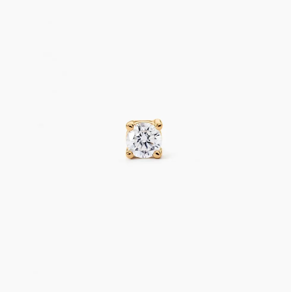 Boucle D'oreille Puce Unitaire Adam Plaqué Or Jaune Oxyde De Zirconium