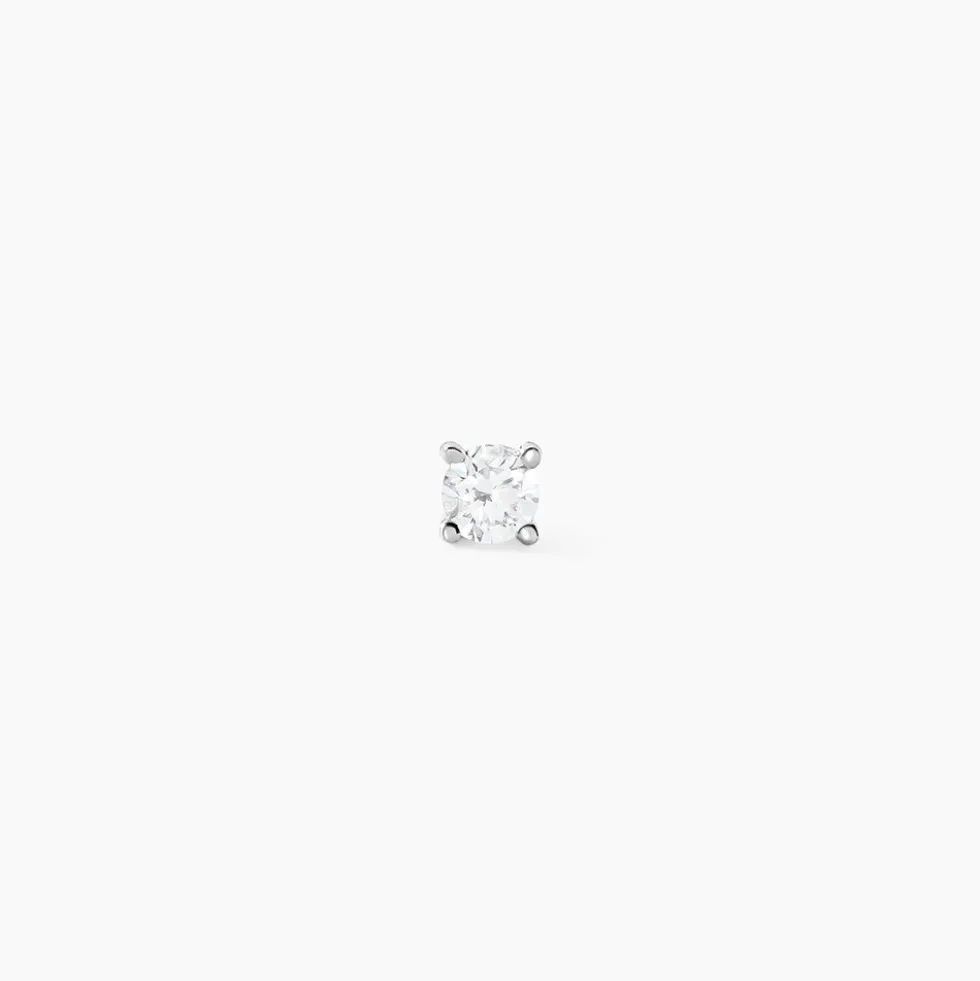 Boucle D'oreille Puce Unitaire Victoria Or Blanc Diamant
