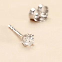 Boucle D'oreille Puce Unitaire Victoria Or Blanc Diamant