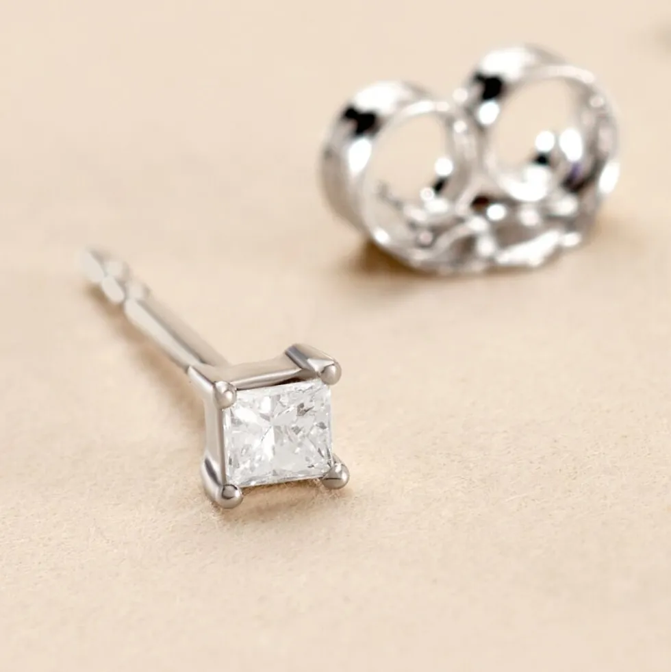 Boucle D'oreille Puces Myralie Or Blanc Diamant
