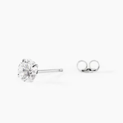 Boucle D'oreille Puce Unitaire Niels Argent Blanc Oxyde De Zirconium