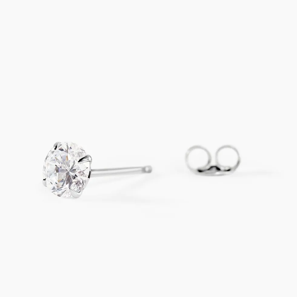 Boucle D'oreille Puce Unitaire Niels Argent Blanc Oxyde De Zirconium