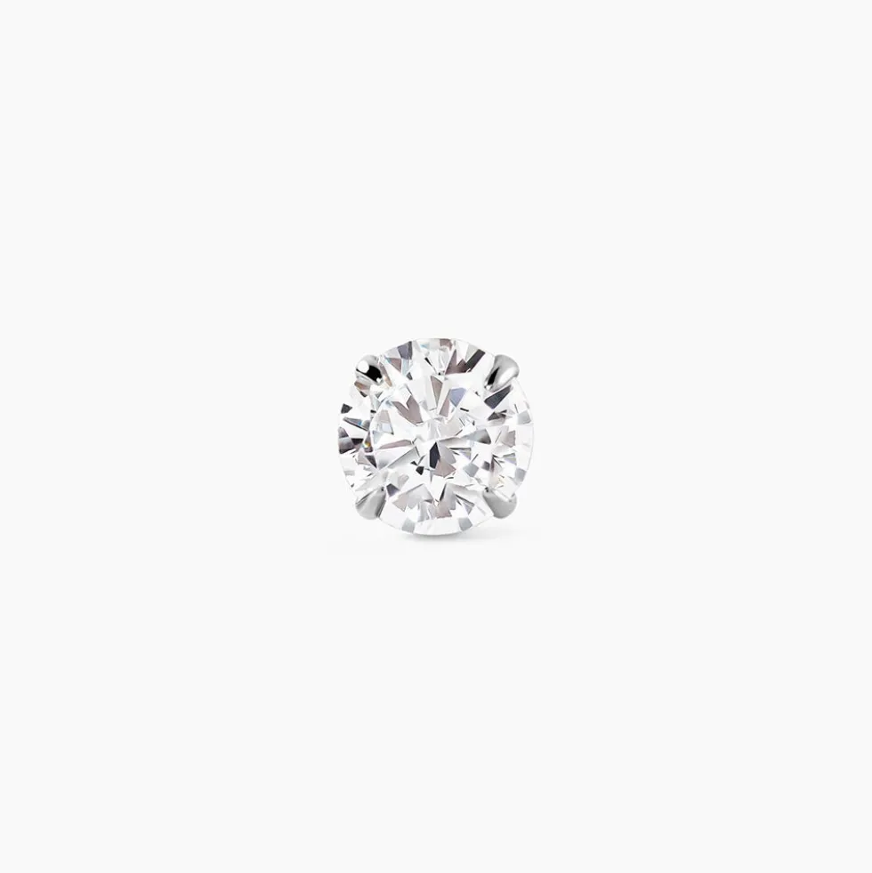 Boucle D'oreille Puce Unitaire Niels Argent Blanc Oxyde De Zirconium