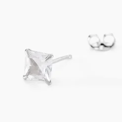 Boucle D'oreille Puce Unitaire Paco Argent Blanc Oxyde De Zirconium