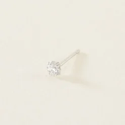 Boucle D'oreille Puce Unitaire Niels Argent Blanc Oxyde De Zirconium