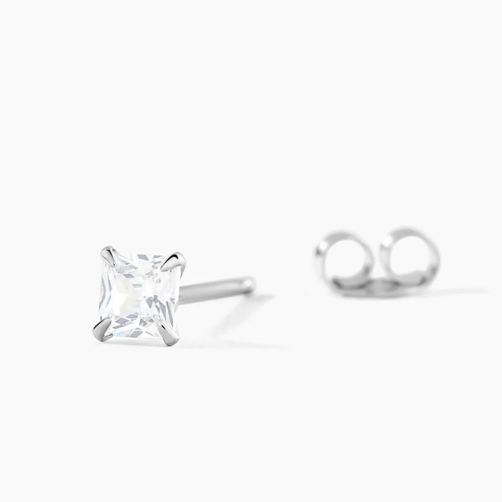 Boucle D'oreille Puce Unitaire Paco Argent Blanc Oxyde De Zirconium
