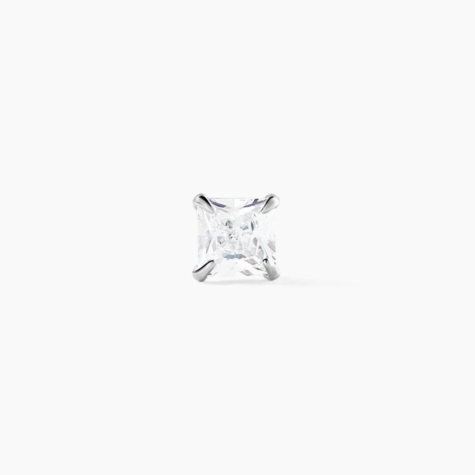 Boucle D'oreille Puce Unitaire Paco Argent Blanc Oxyde De Zirconium