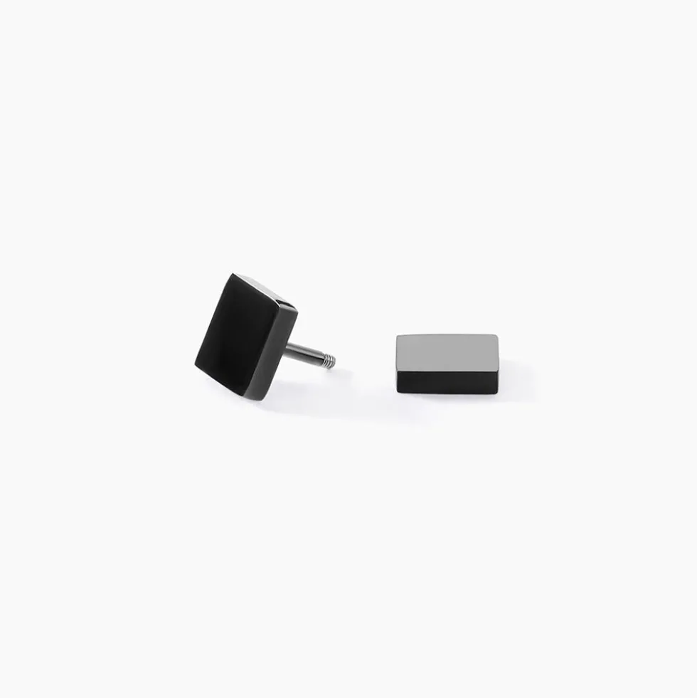 Boucle D'oreille Puce Unitaire Acier Noir Tuor