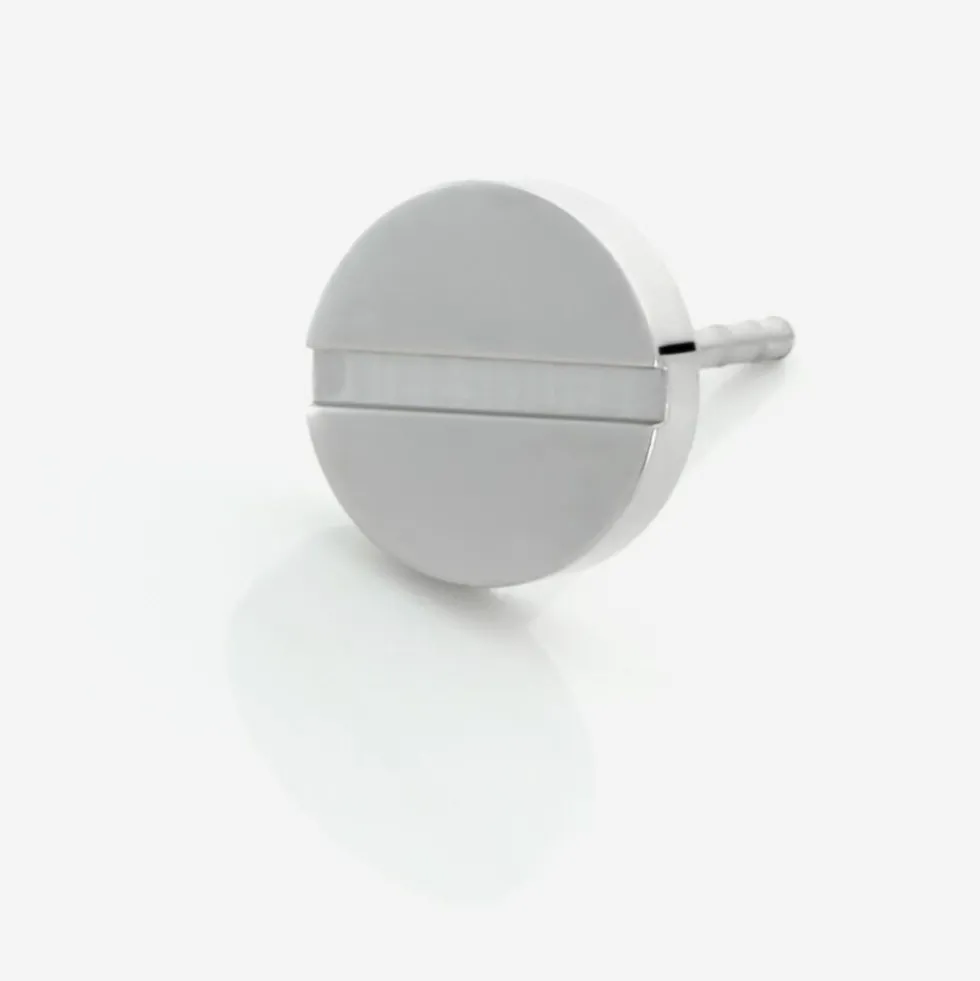 Boucle D'oreille Puce Unitaire Acier Blanc Naomh