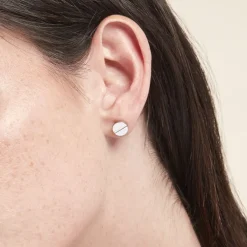 Boucle D'oreille Puce Unitaire Acier Blanc Naomh