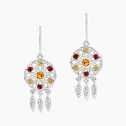 Boucles D'oreilles Argent Blanc Lorena Ambre