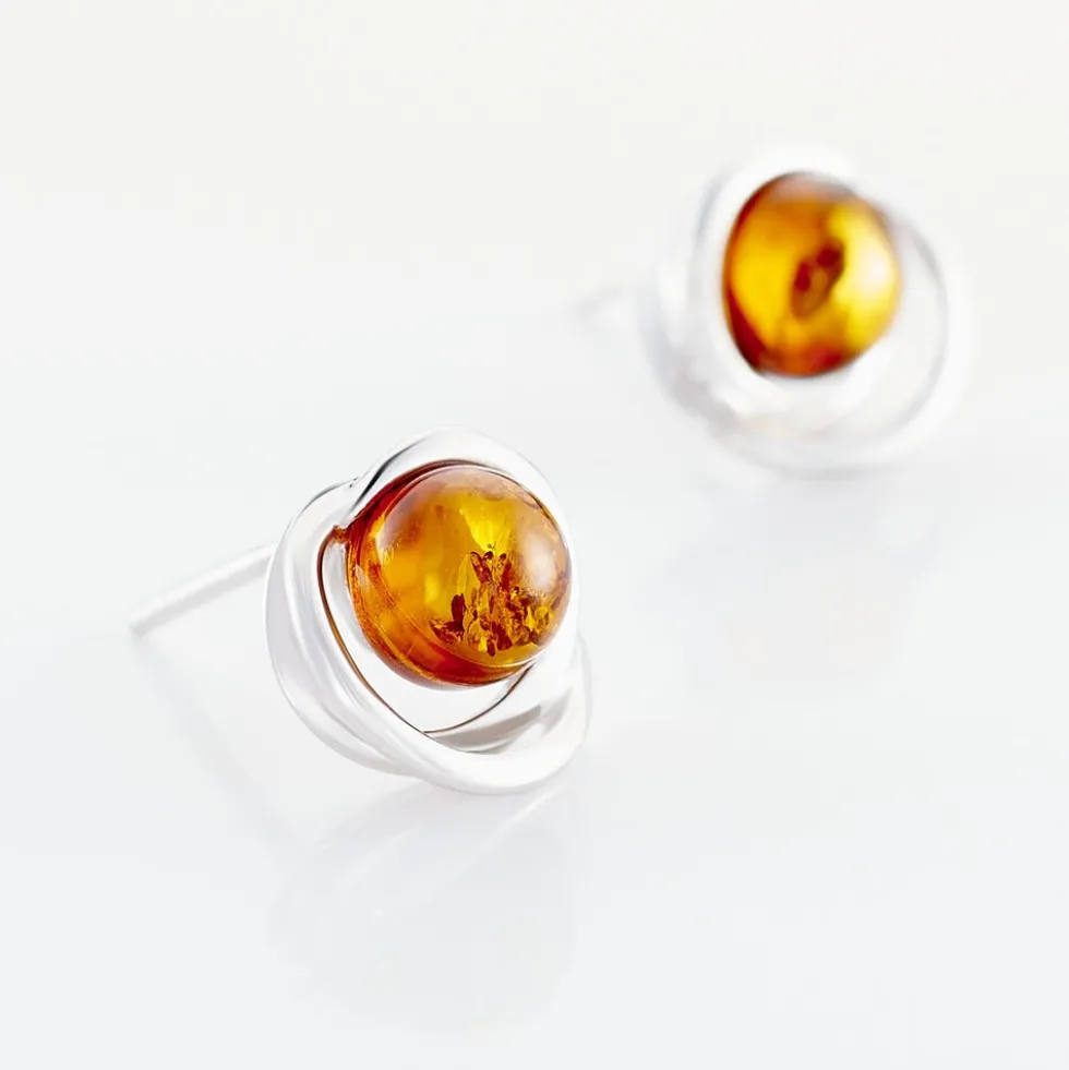 Boucles D'oreilles Argent Blanc Franjo Ambre