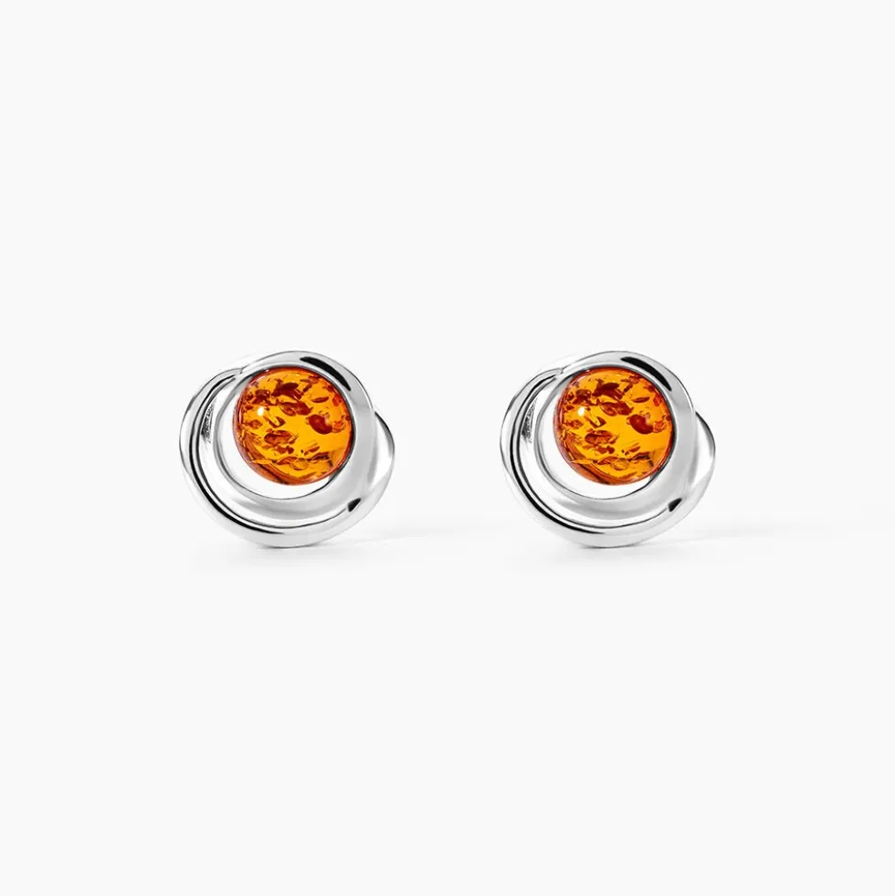 Boucles D'oreilles Argent Blanc Franjo Ambre