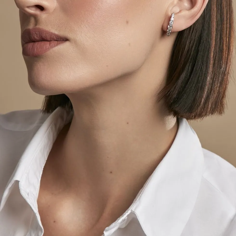 Boucles D'oreilles Liviu Argent Blanc Oxyde De Zirconium