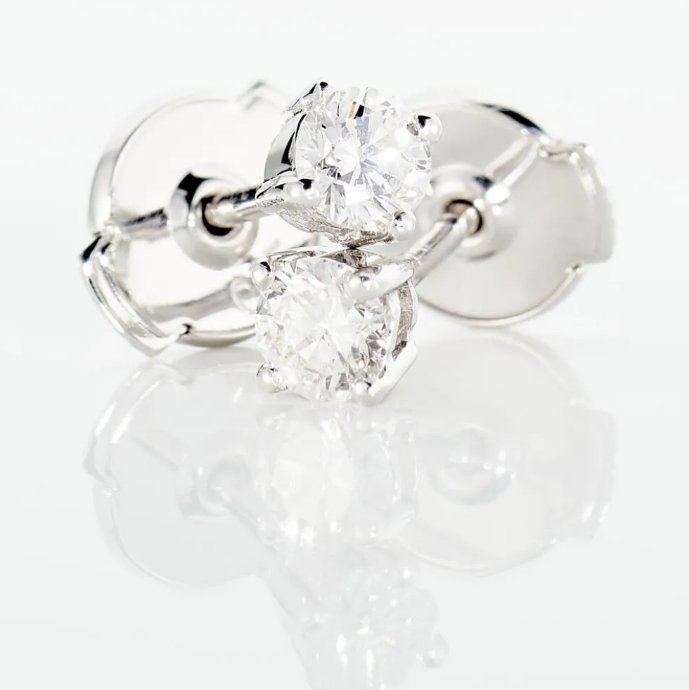 Boucles D'oreilles Or Blanc Victoria Puces Diamants