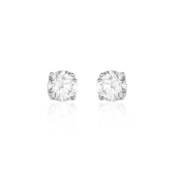 Boucles D'oreilles Or Blanc Victoria Puces Diamants
