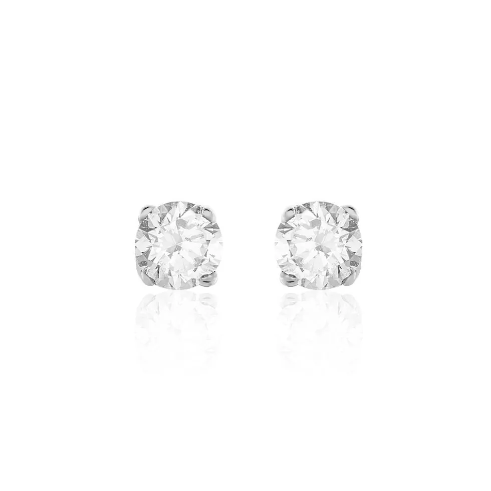 Boucles D'oreilles Or Blanc Victoria Puces Diamants