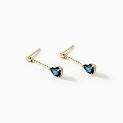 Boucles D'oreilles Pendantes Goutte Or Jaune Topaze