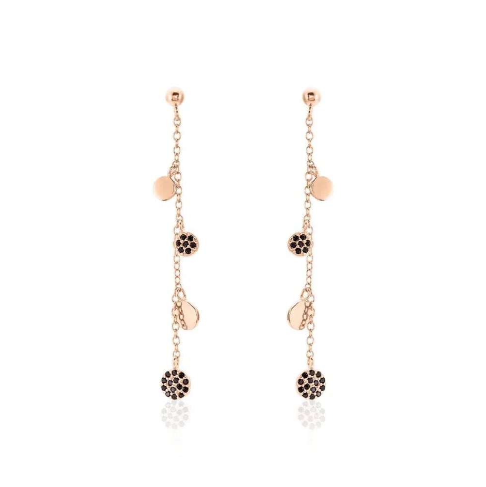 Boucles D'oreilles Pendantes Lorainne Argent Bicolore Oxyde