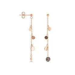 Boucles D'oreilles Pendantes Lorainne Argent Bicolore Oxyde