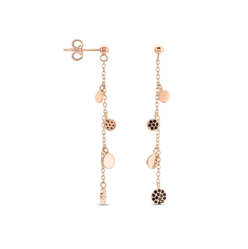 Boucles D'oreilles Pendantes Lorainne Argent Bicolore Oxyde