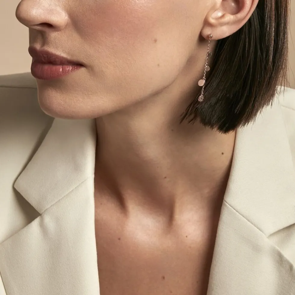 Boucles D'oreilles Pendantes Lorainne Argent Bicolore Oxyde