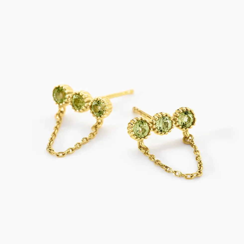 Boucles D'Oreilles Pendantes Poem Argent Jaune Péridot