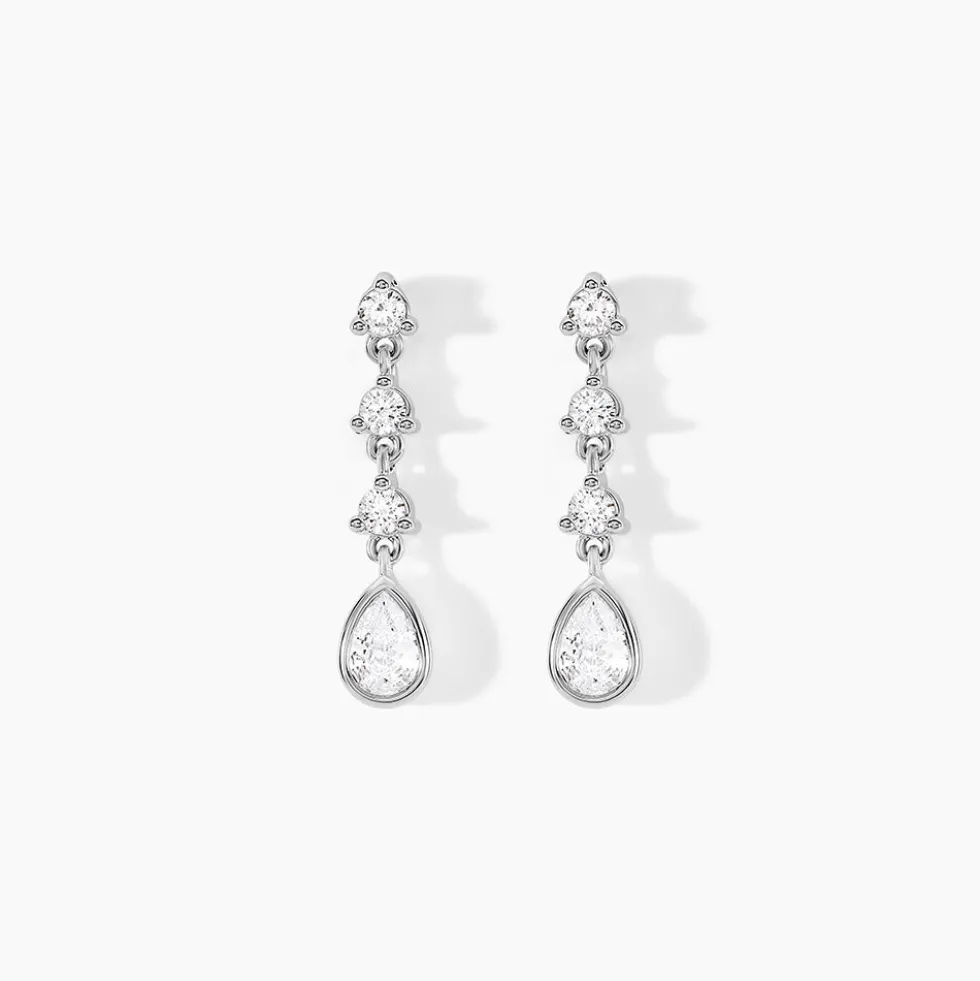 Boucles D'oreilles Pendantes Hida Argent Blanc Oxyde De Zirconium