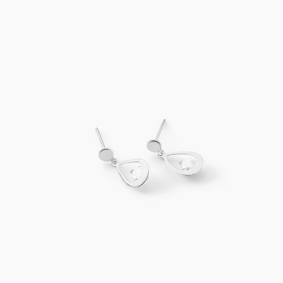 Boucles D'oreilles Pendantes Phaenna Or Blanc Oxyde De Zirconium